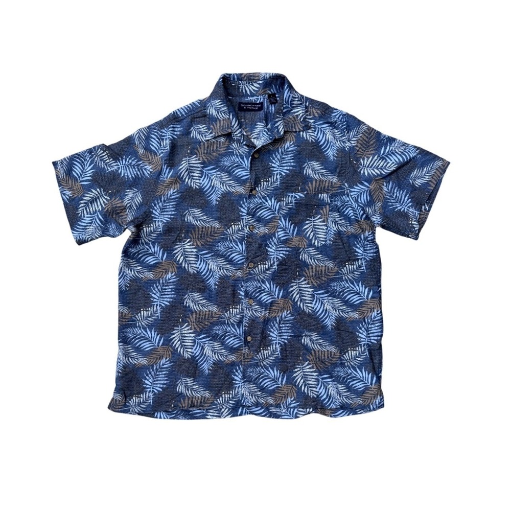 Roundtree & Yorke Men's Relaxed Fit Button Up Shirt Large Vacation Tropical SOFT